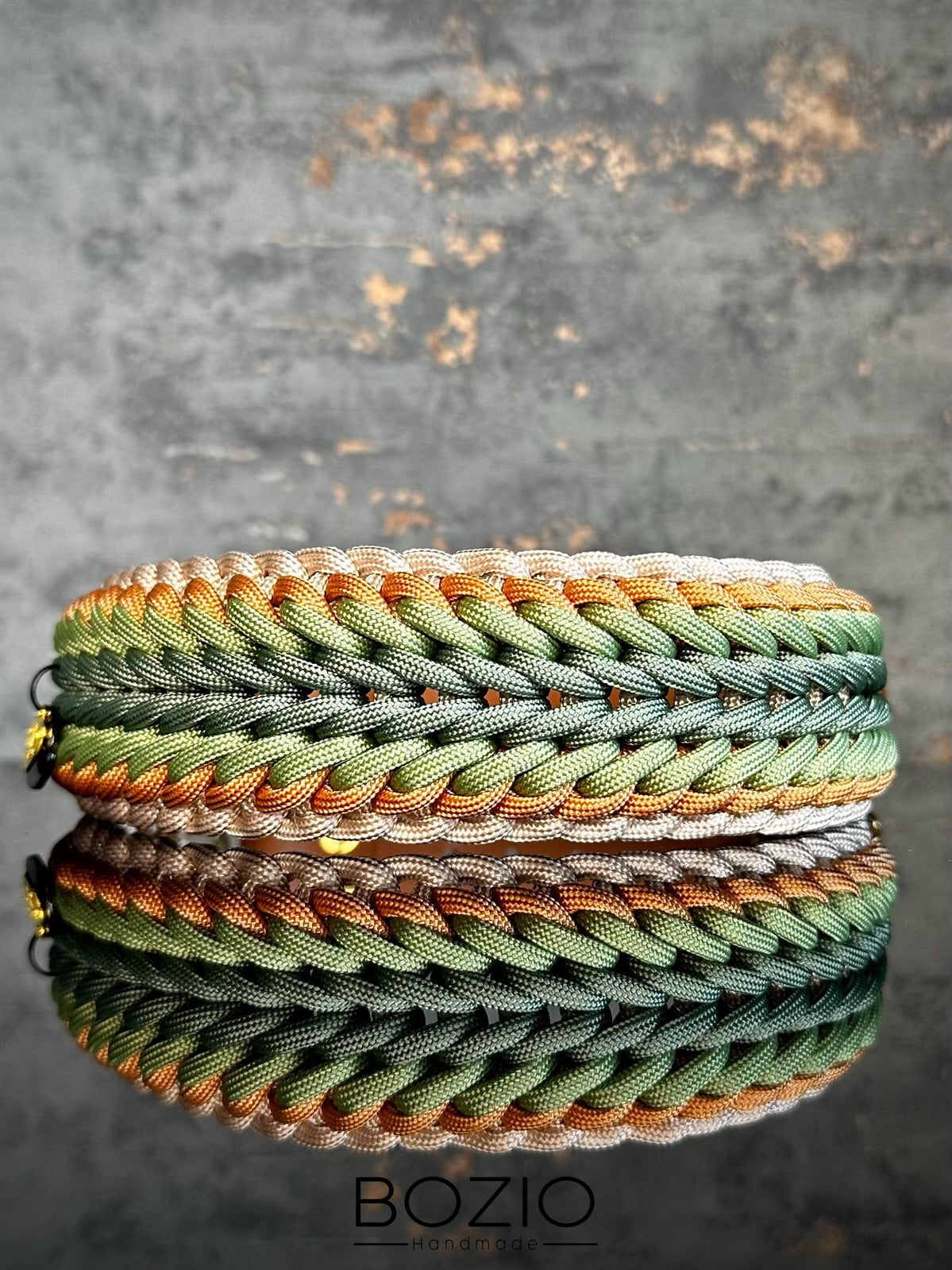 Paracord Halsband Grün Orange Cream