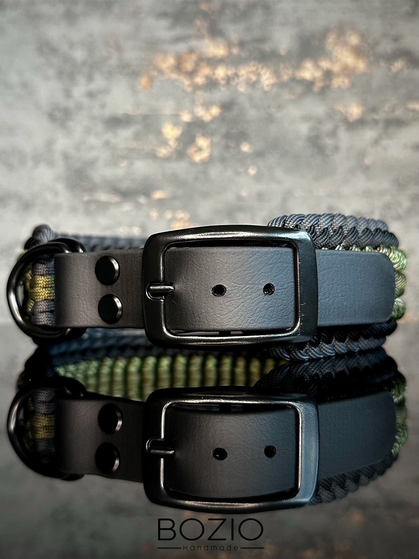 paracord biothane halsband hund schwarz anthrazit gruen oliv army