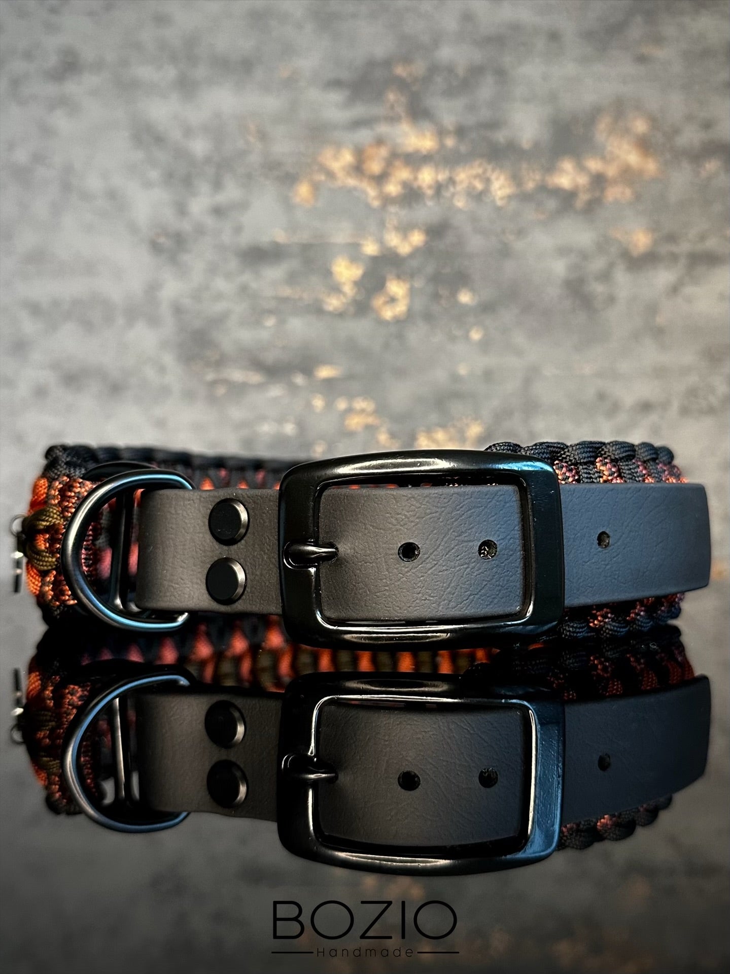paracord biothane halsband hund schwarz kupfer rust rost braun