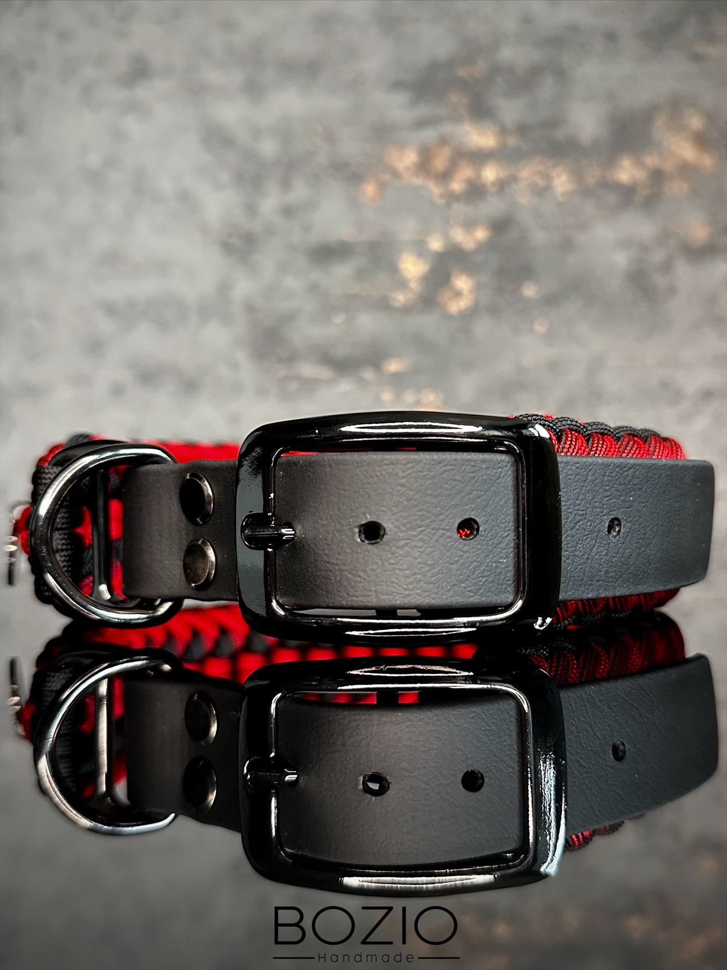 paracord halsband biothane hund schwarz rot gun metal glaenzend schwarz