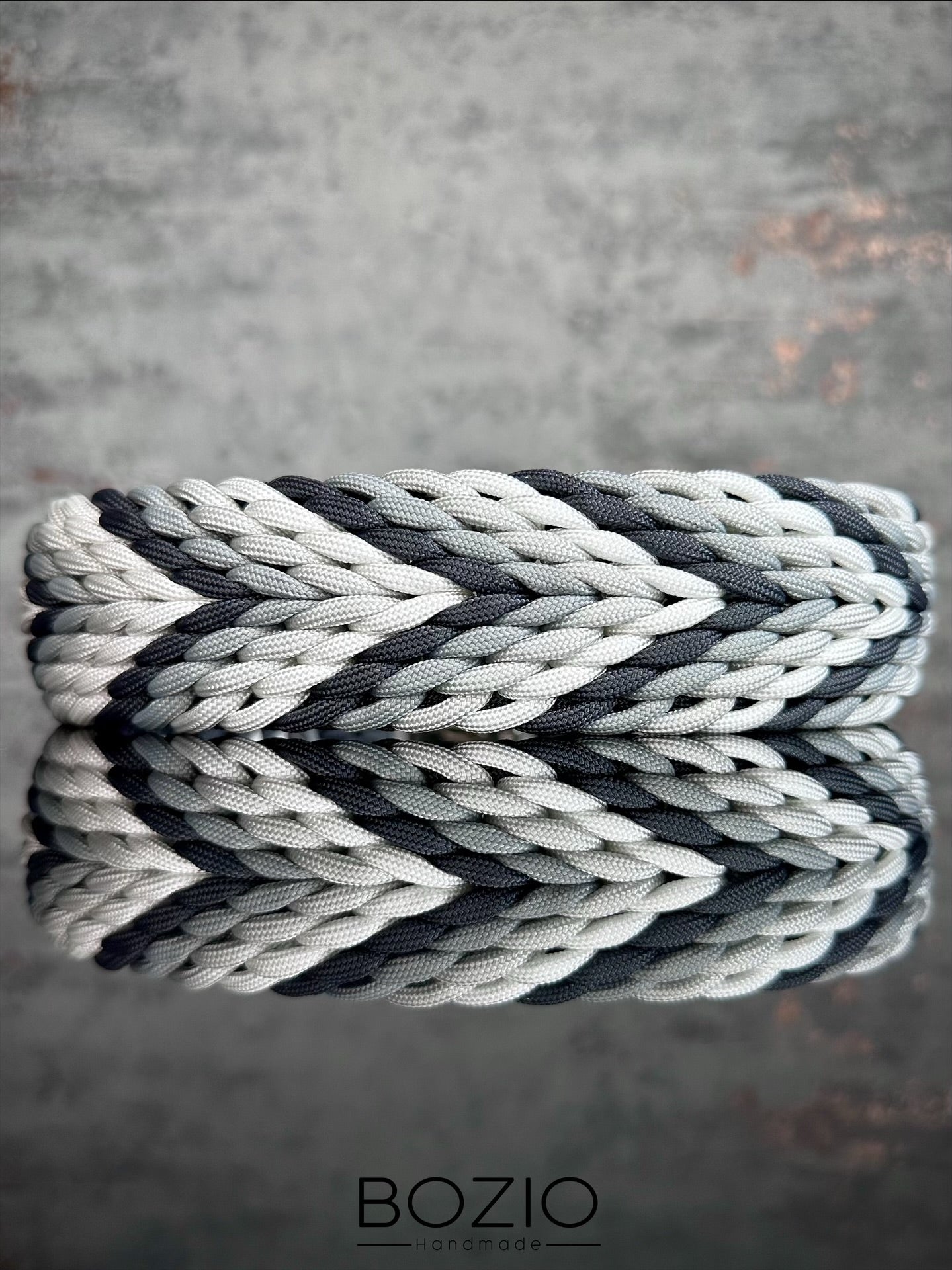 paracord halsband hund anthrazit grau weiss silber