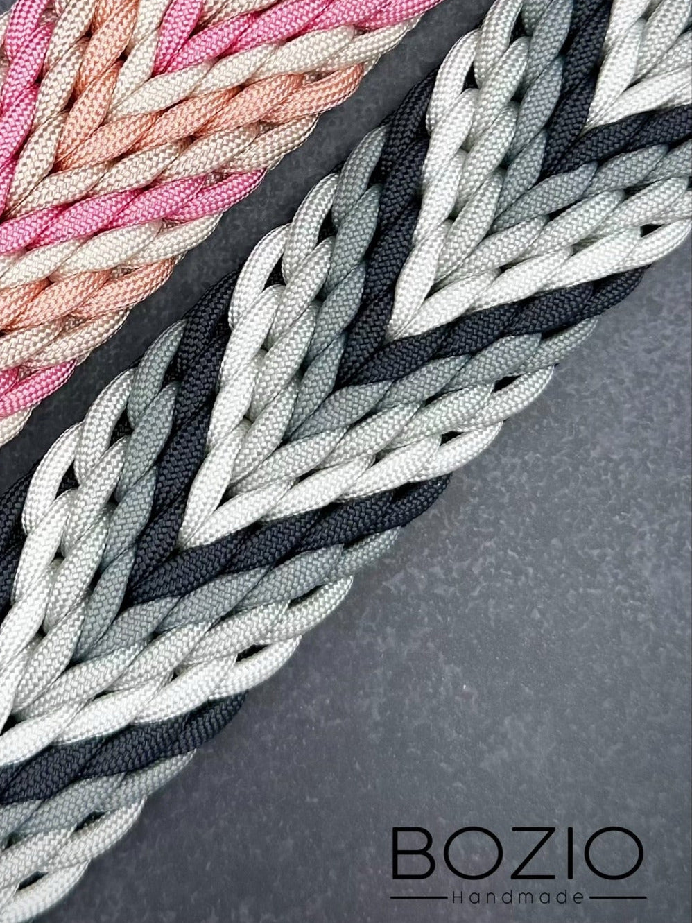 paracord halsband hund anthrazit grau weiss silber schwarz