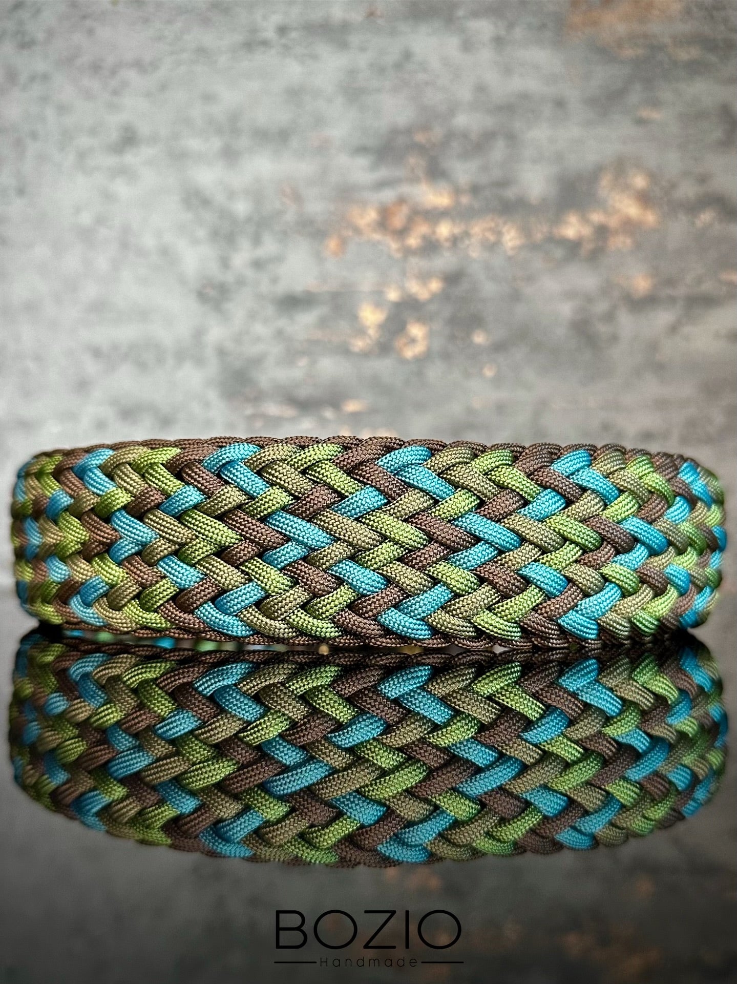 paracord halsband hund braun teal petrol gruen oliv khaki