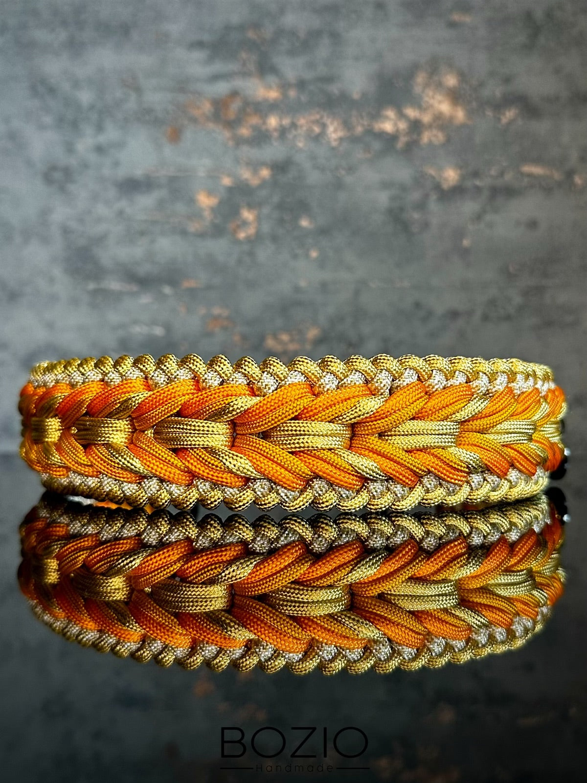 paracord halsband hund gold cream beige orange