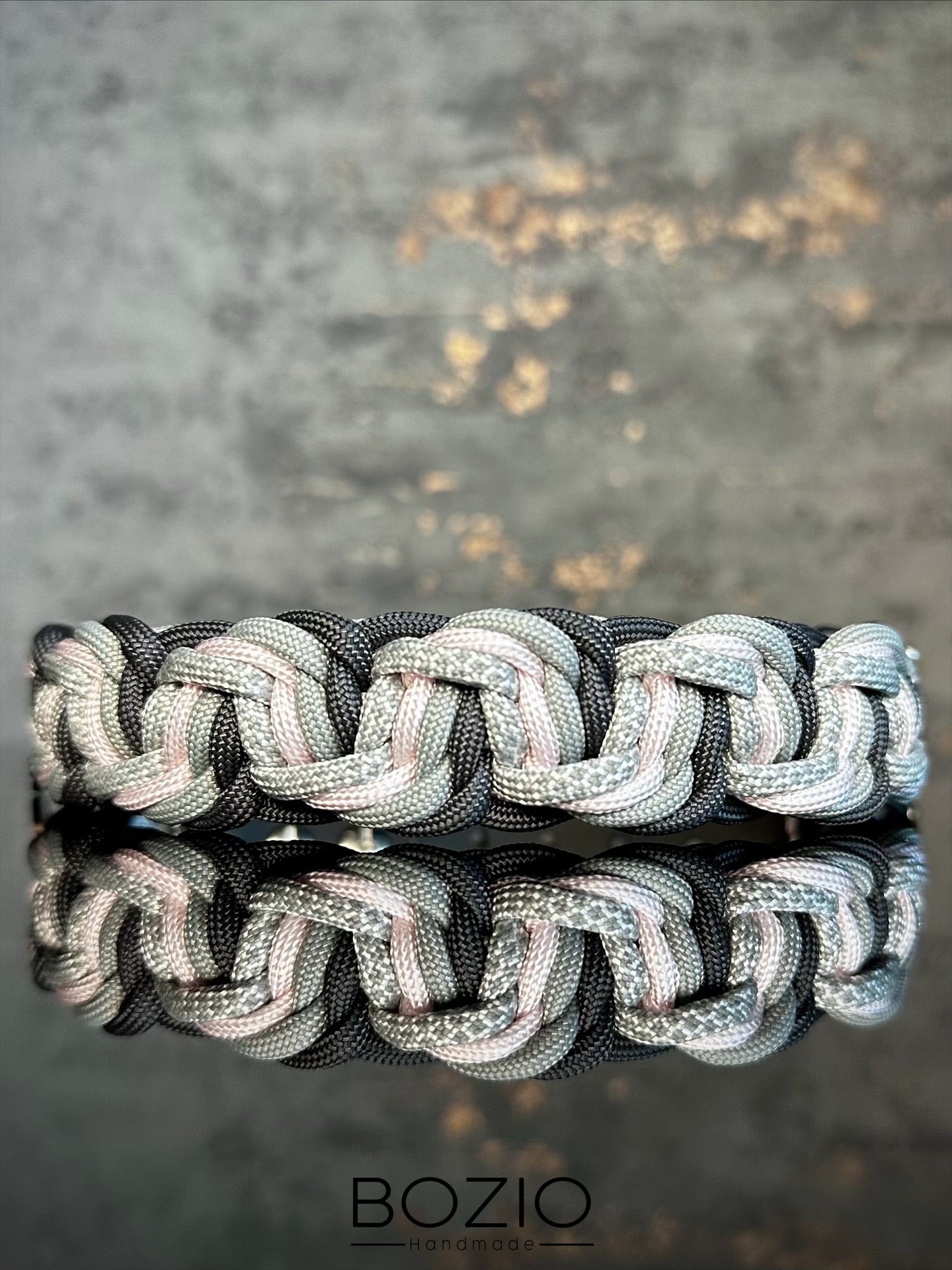 paracord halsband hund grau rosa silber anthrazit