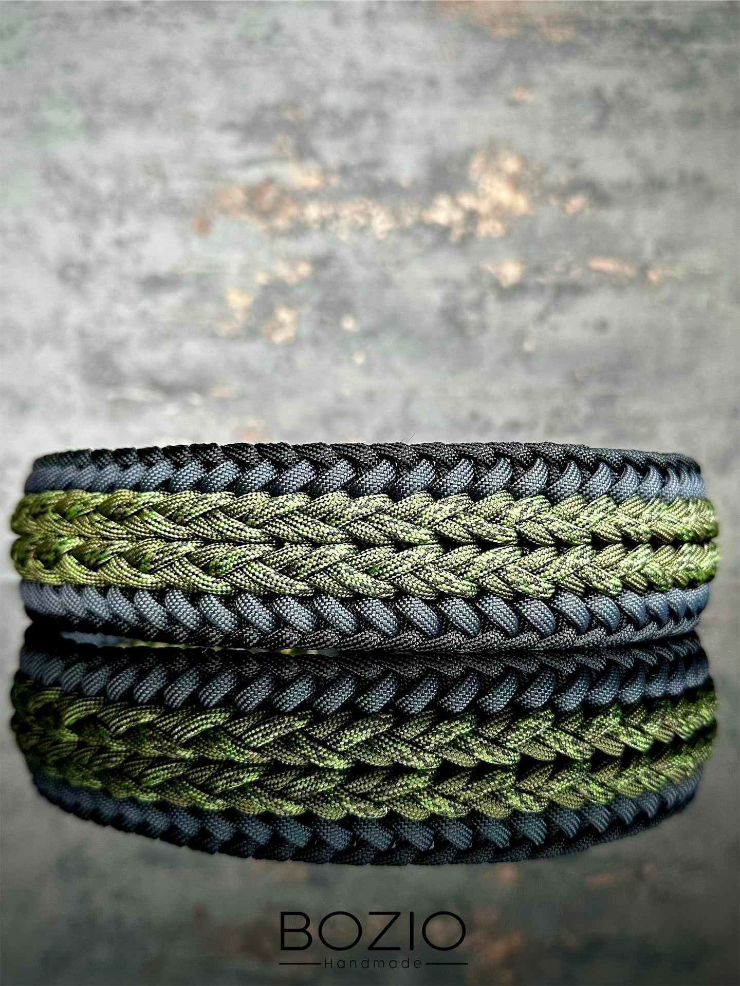 paracord halsband hund grau schwarz anthrazit oliv greun khaki