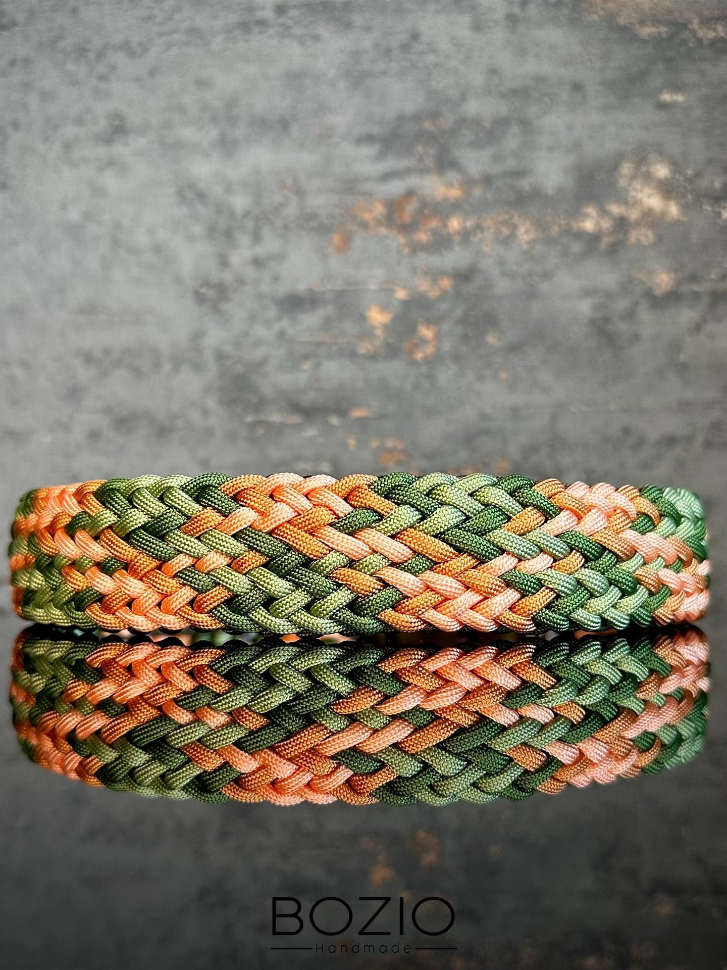 paracord halsband hund gruen oliv khaki orange pastel