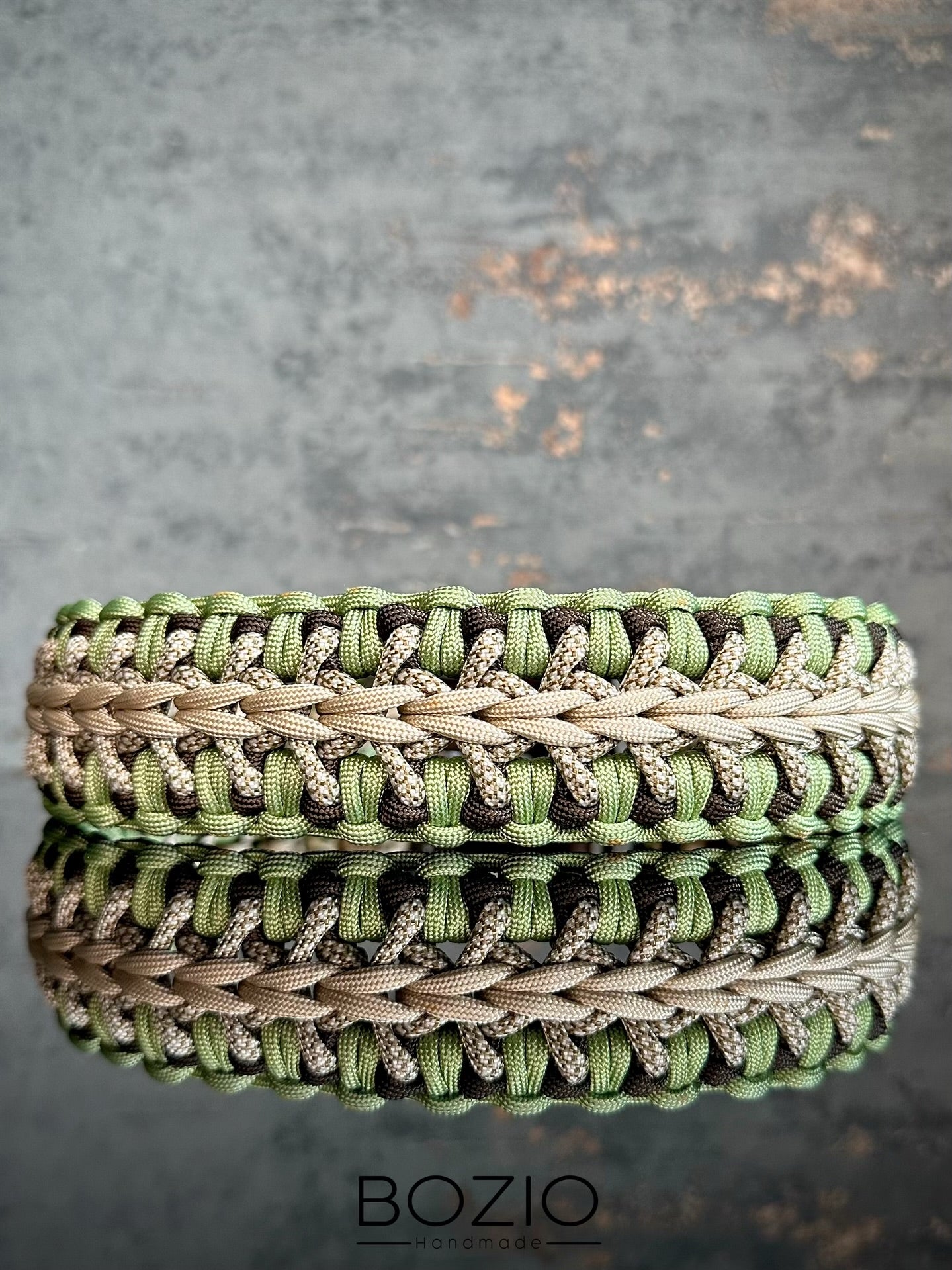 paracord halsband hund holy greun hell pastel braun cream gold