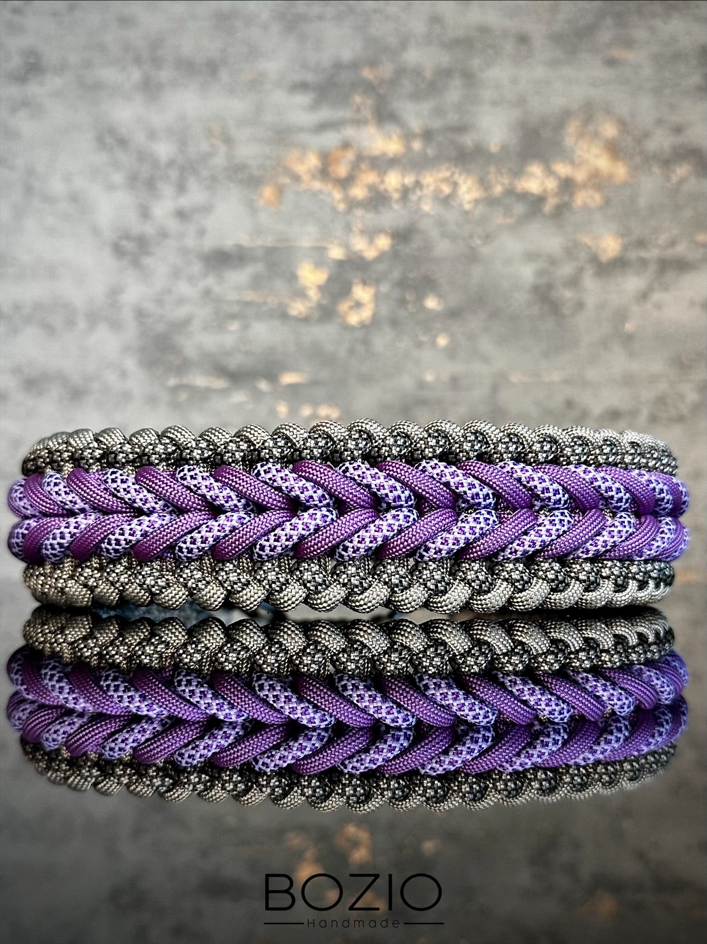 paracord halsband hund lila grau schwarz