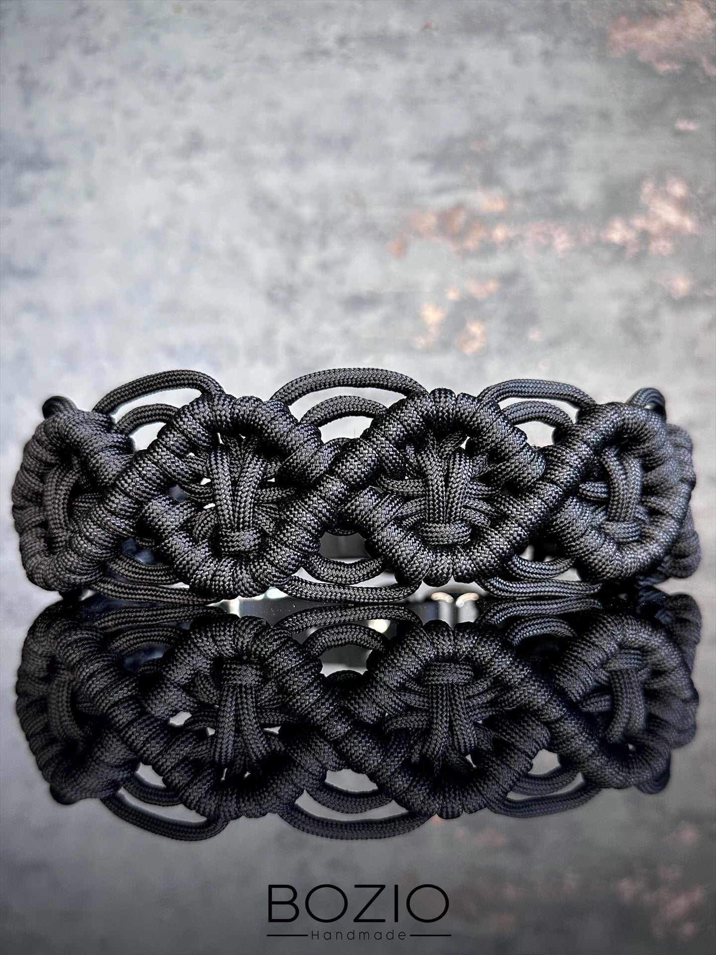 paracord halsband hund makramee schwarz