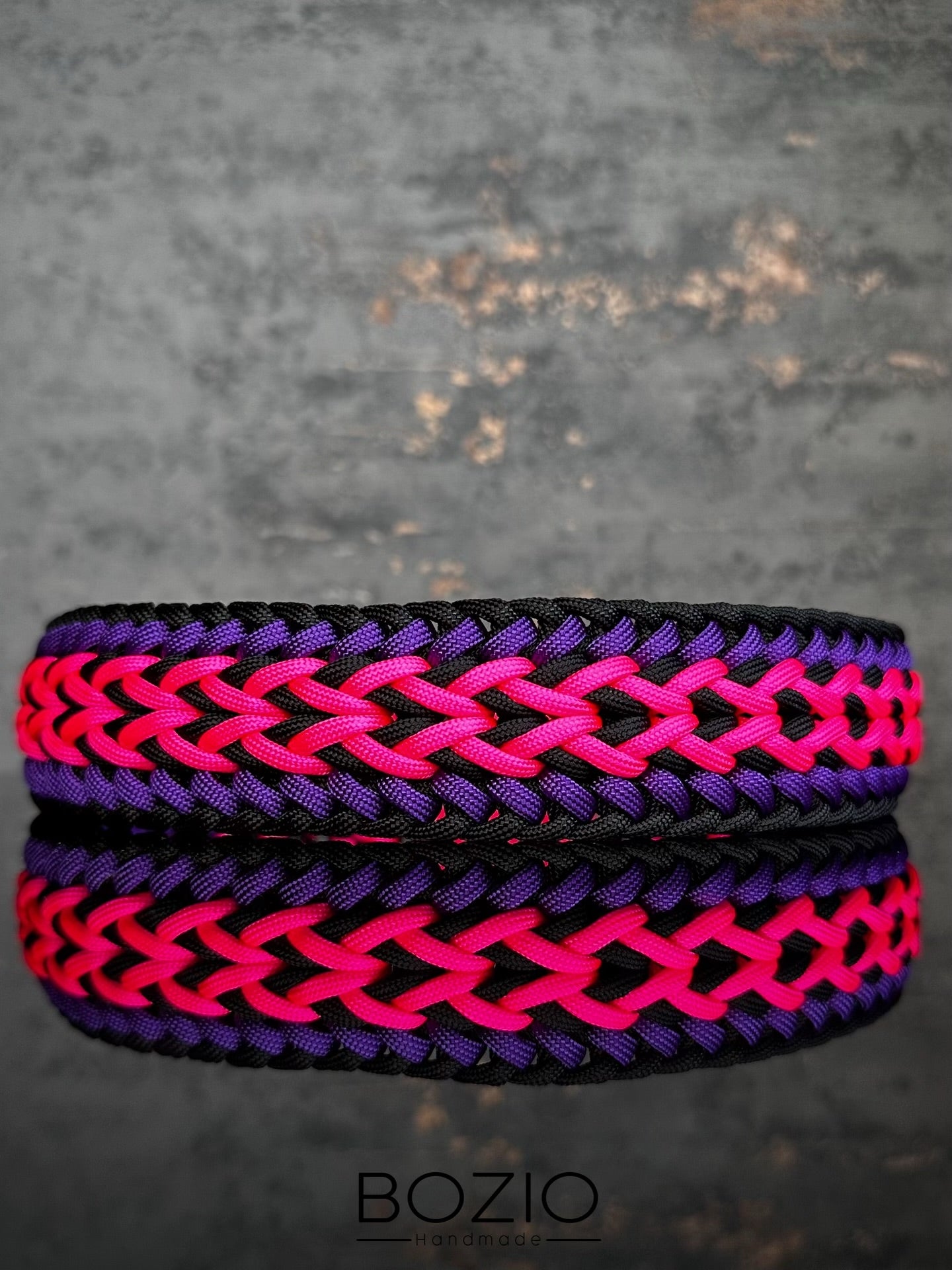 paracord halsband hund neon pink rosa lila schwarz