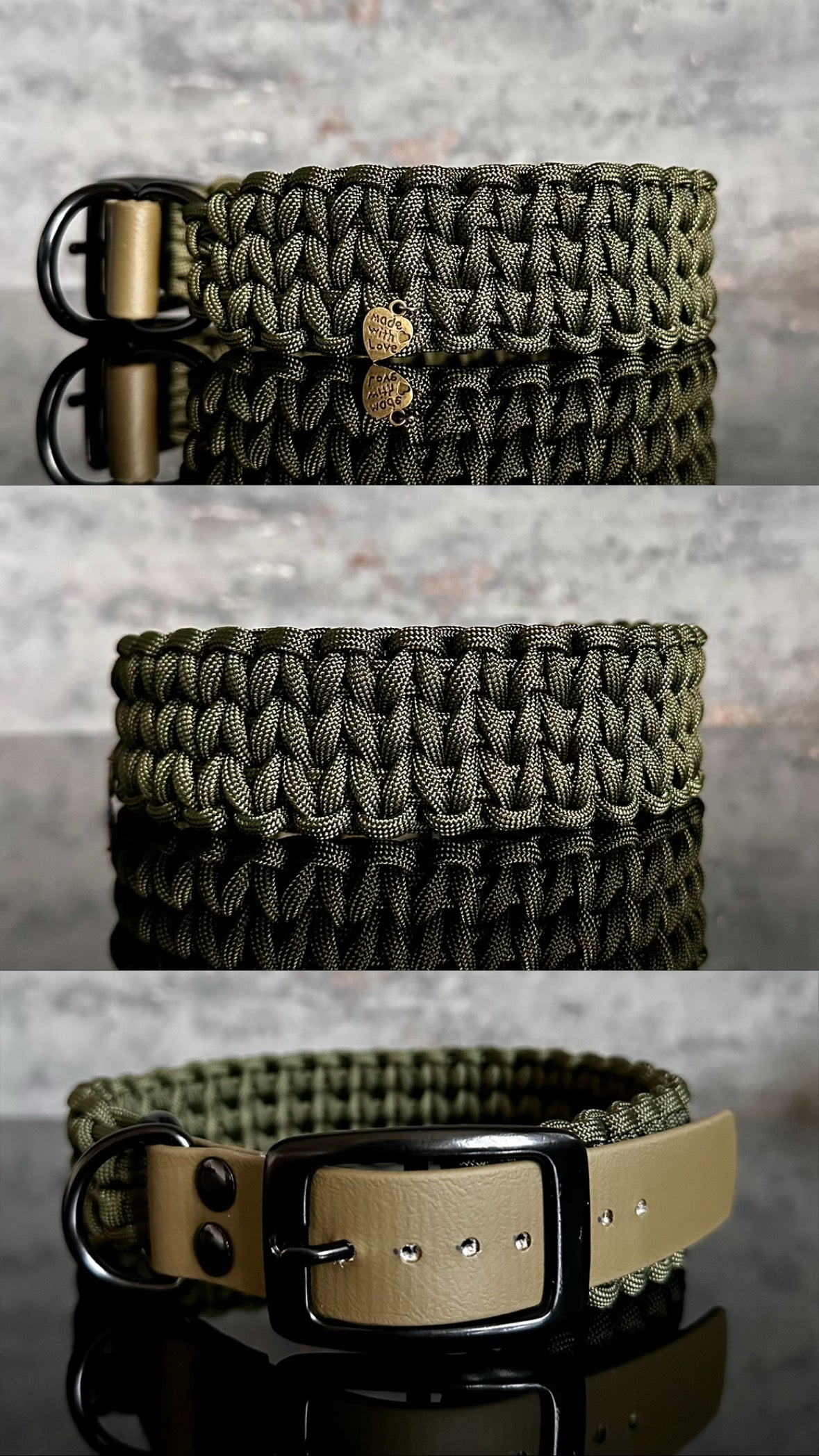 paracord halsband hund oliv gruen khaki army biothane oliv schwarz