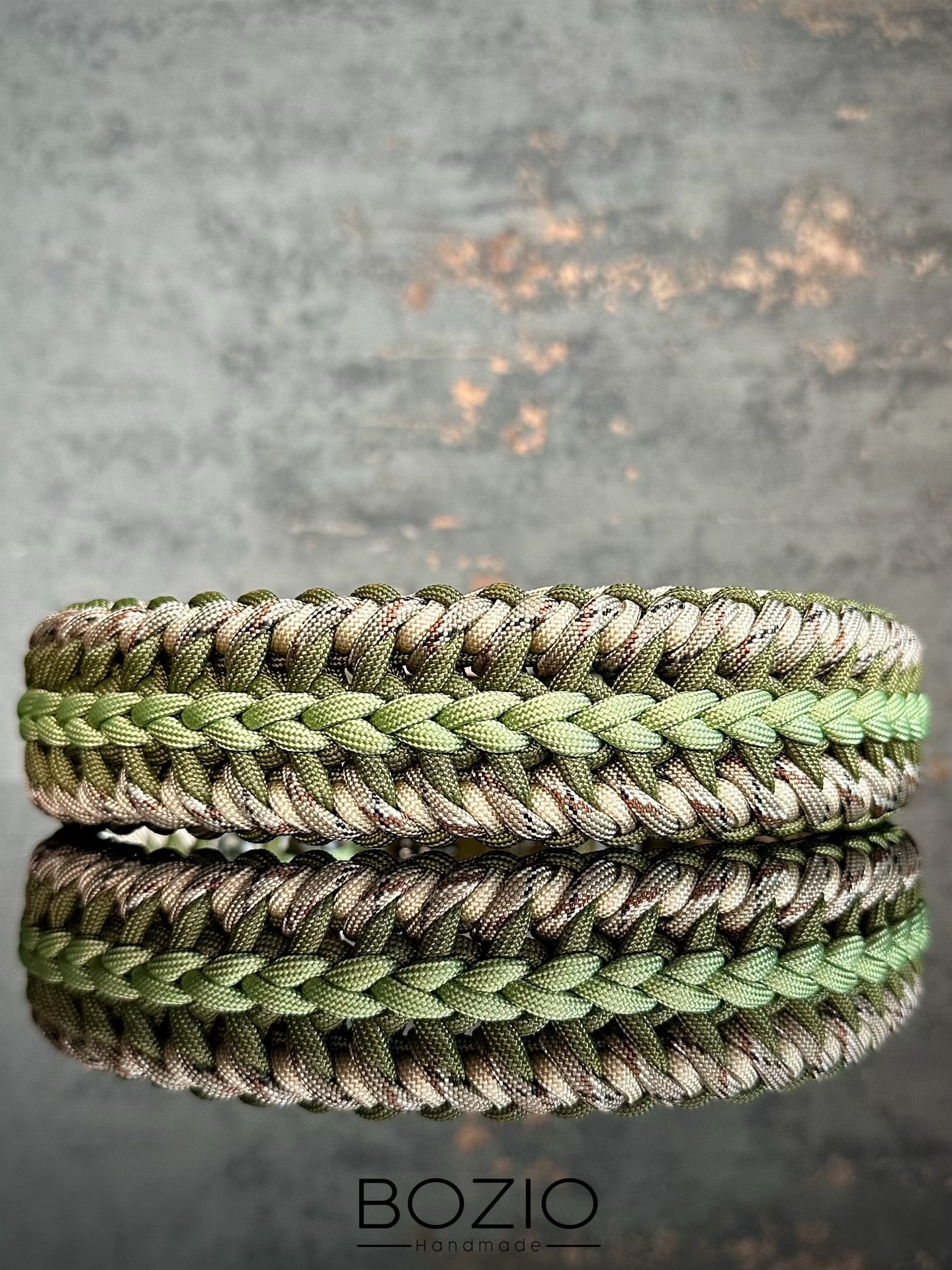 paracord halsband hund pastel greun oliv gruen army khaki beige cream tan