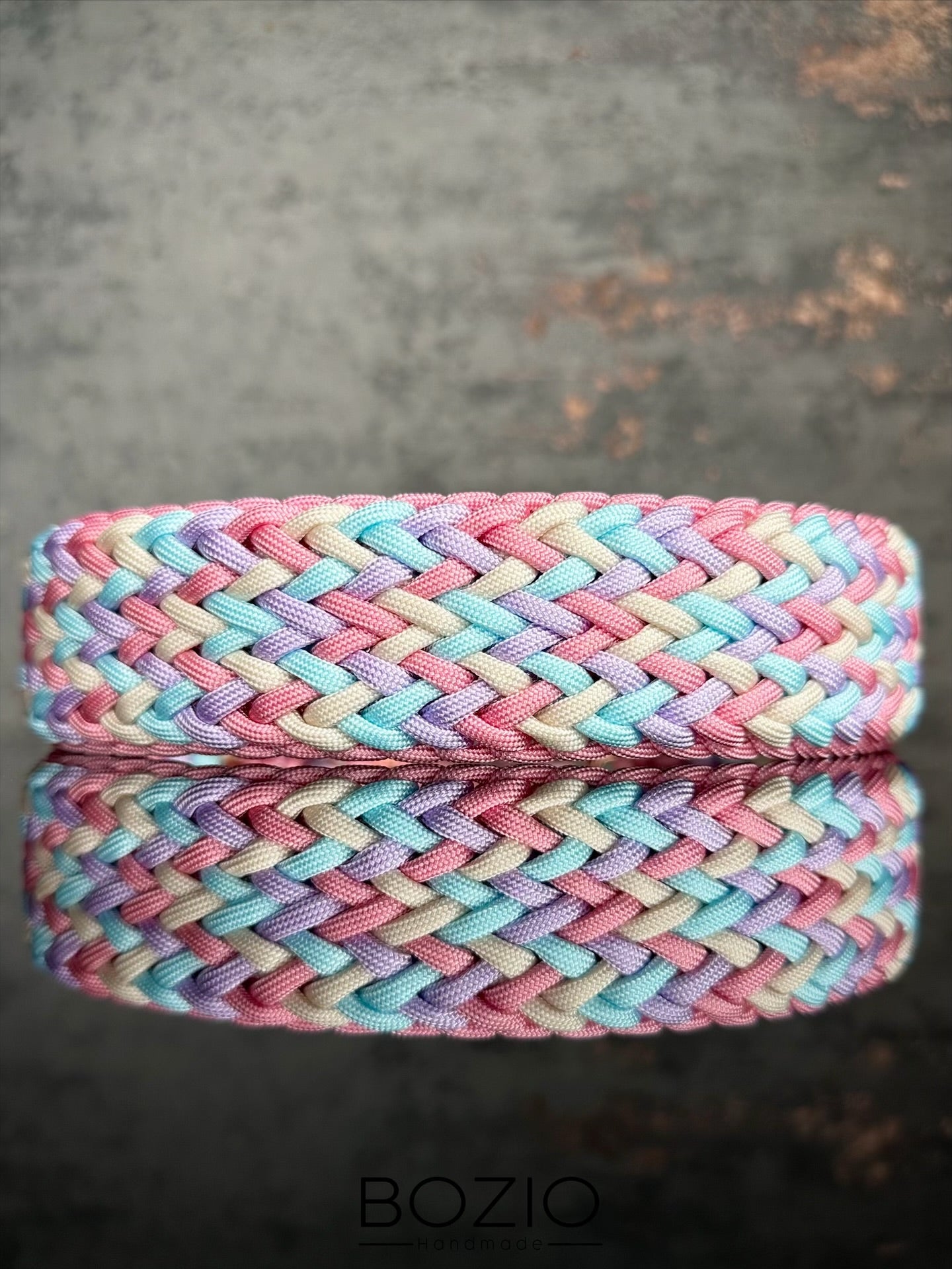 paracord halsband hund pastel lila rose rosa blau cream beige