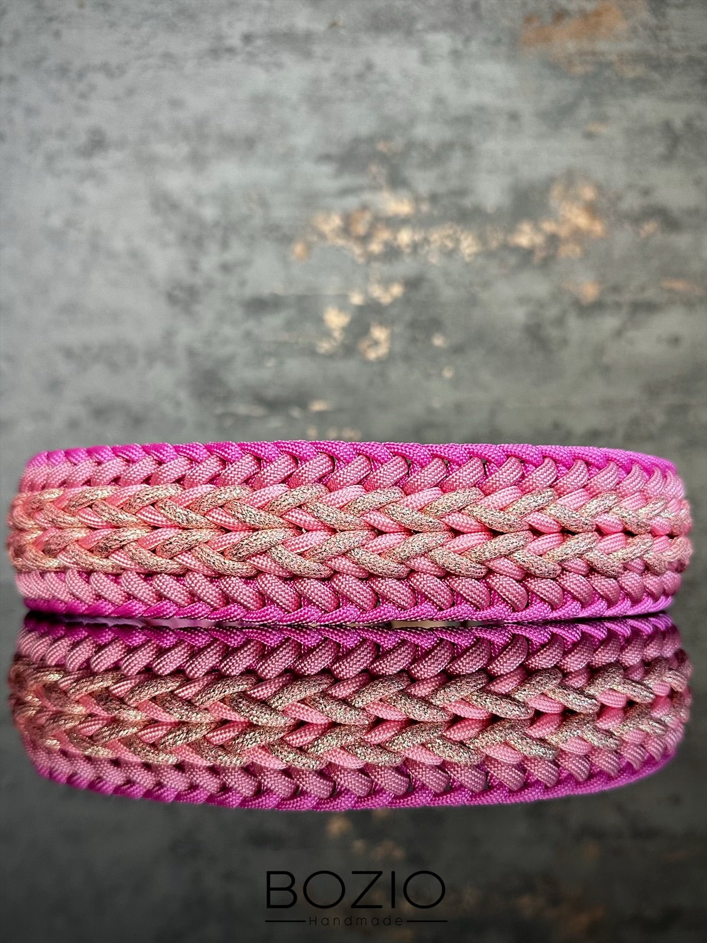paracord halsband hund rosa rose glitzer pink pastel
