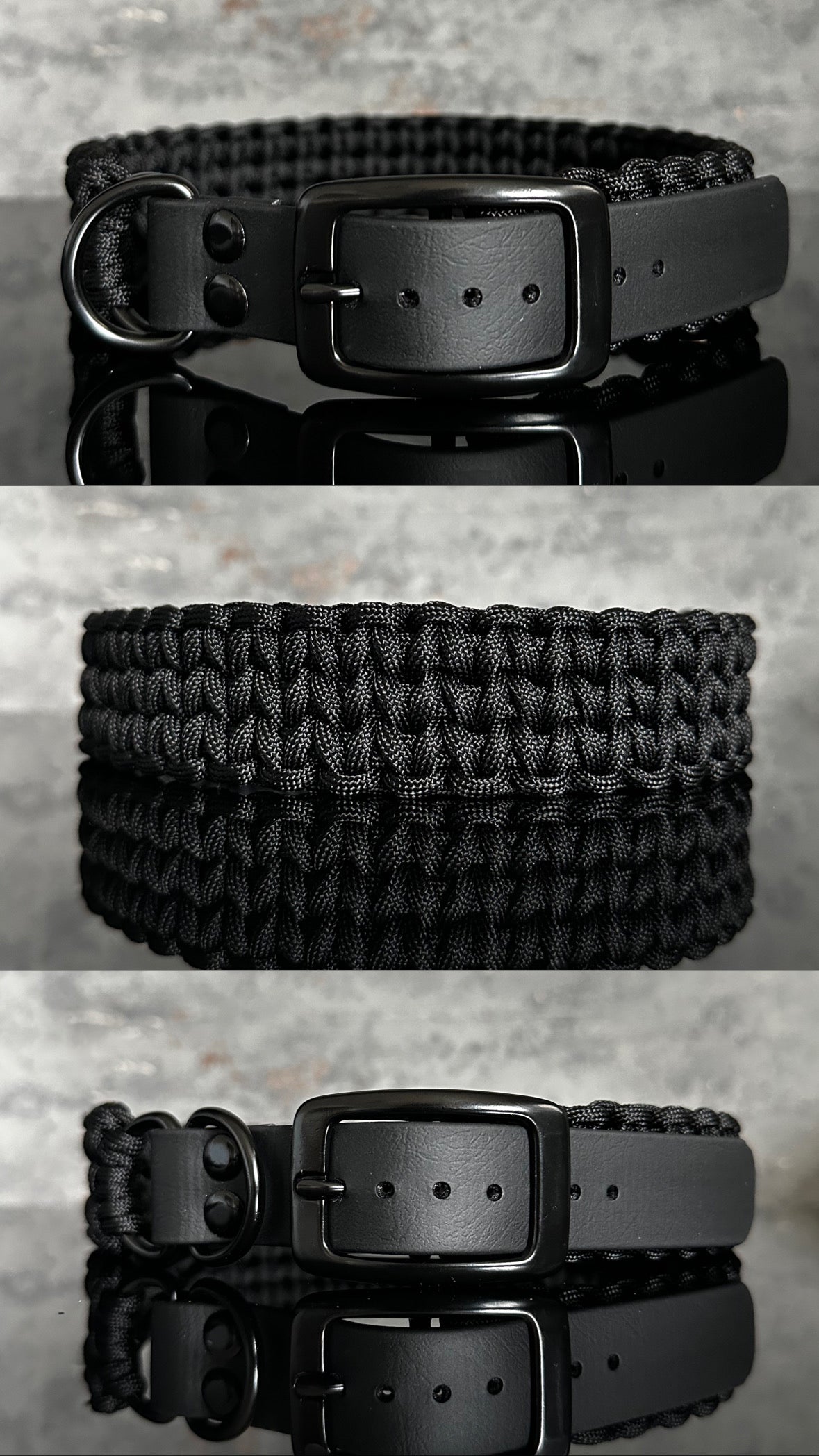 paracord halsband hund schwarz biothane schwarz