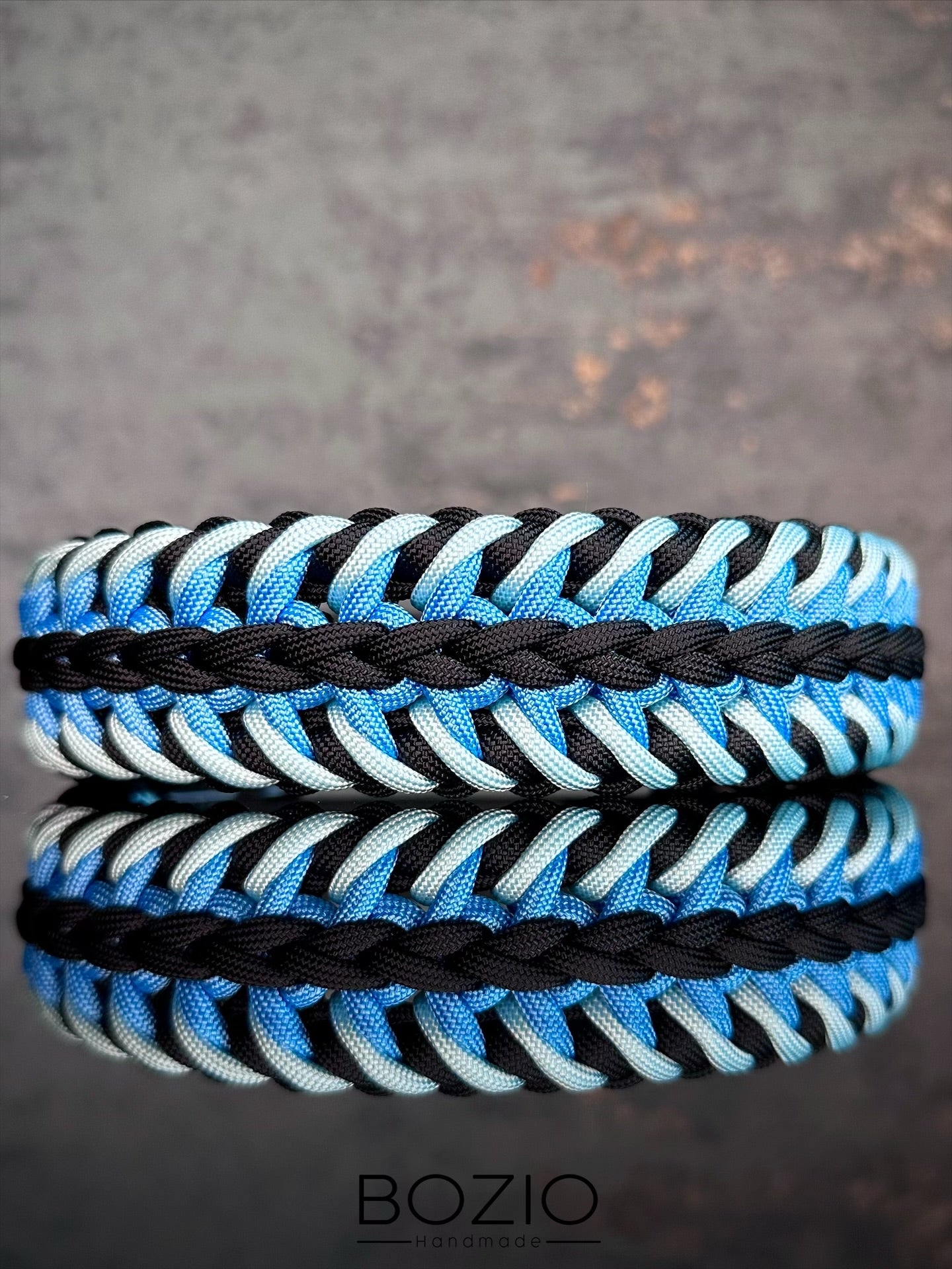 paracord halsband hund schwarz blau pastel baby blau