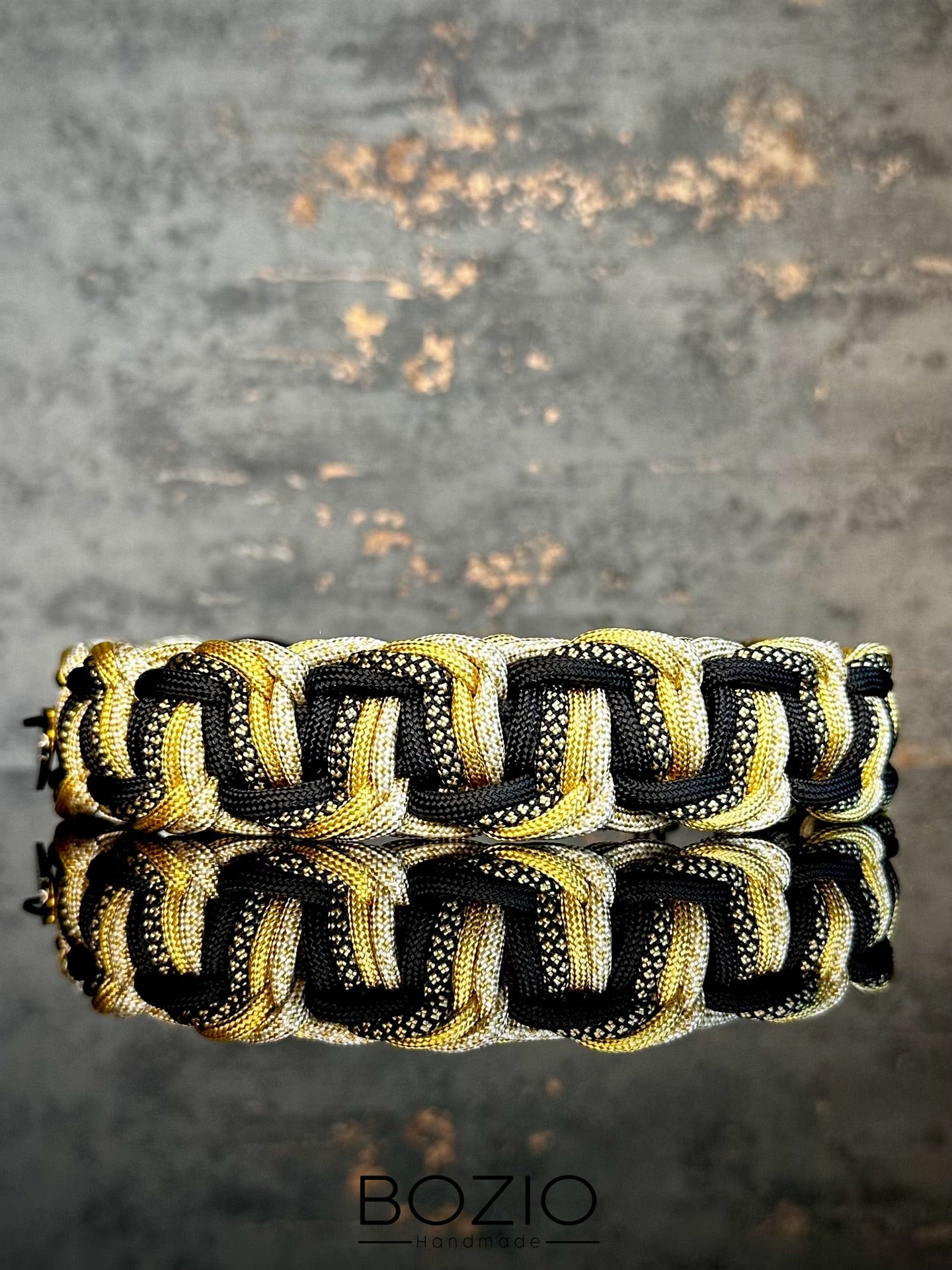 paracord halsband hund schwarz gold cream