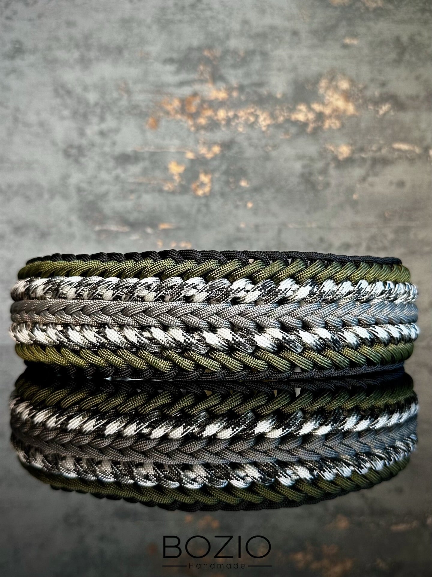 paracord halsband hund schwarz grau weiss gruen oliv army