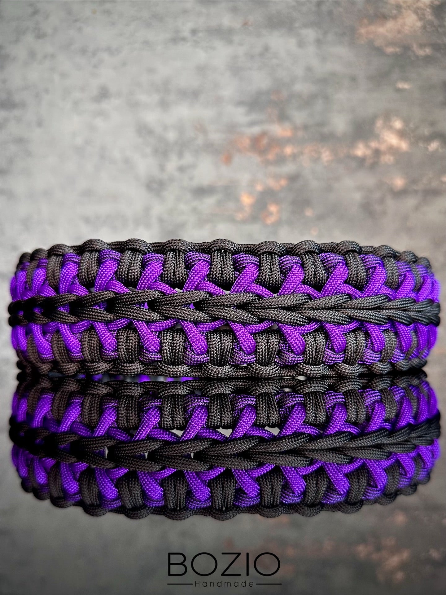 paracord halsband hund schwarz lila