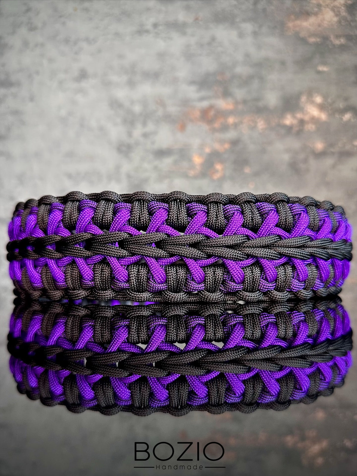 paracord halsband hund schwarz lila