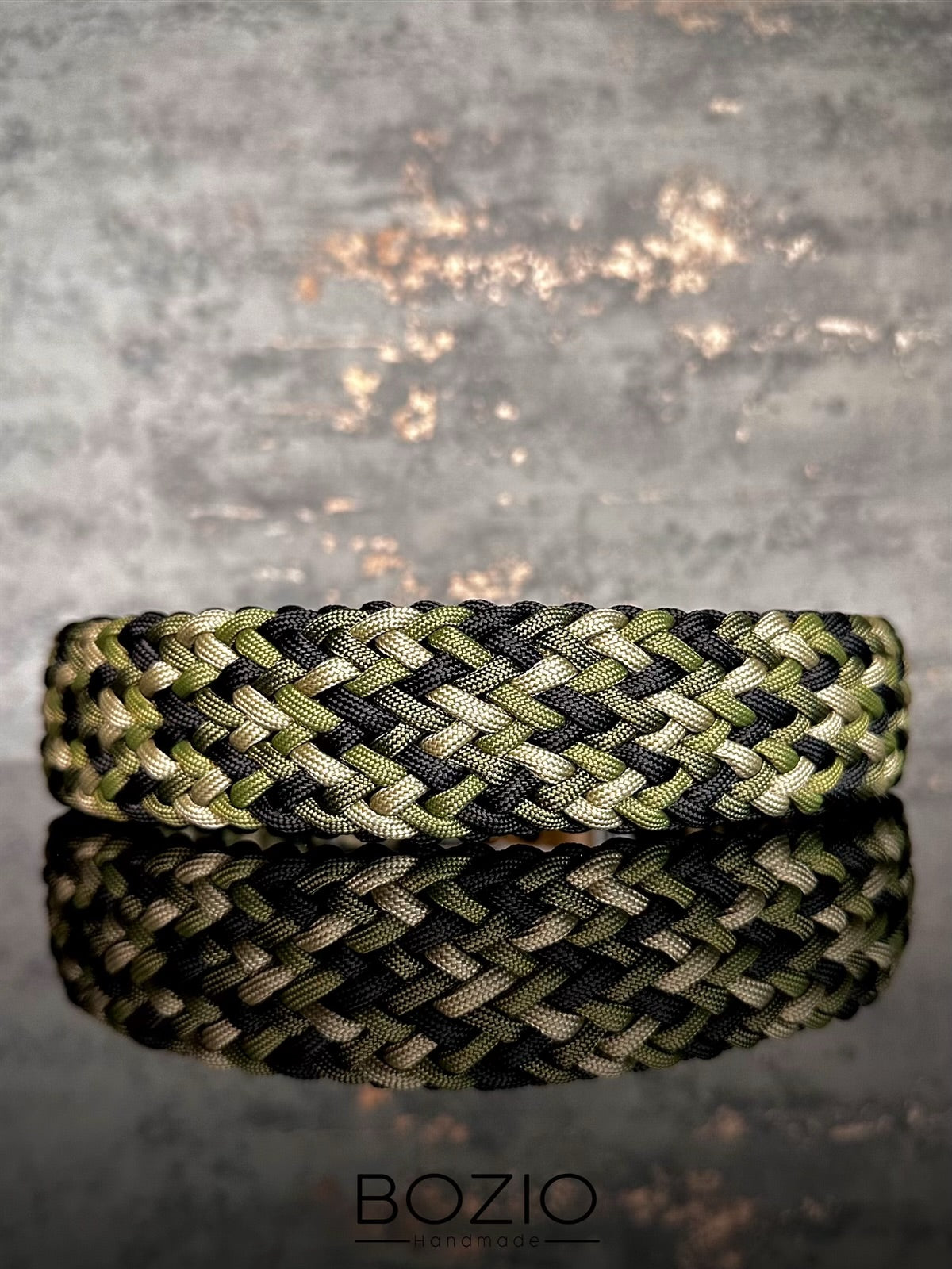 paracord halsband hund schwarz oliv gruen khaki beige cream