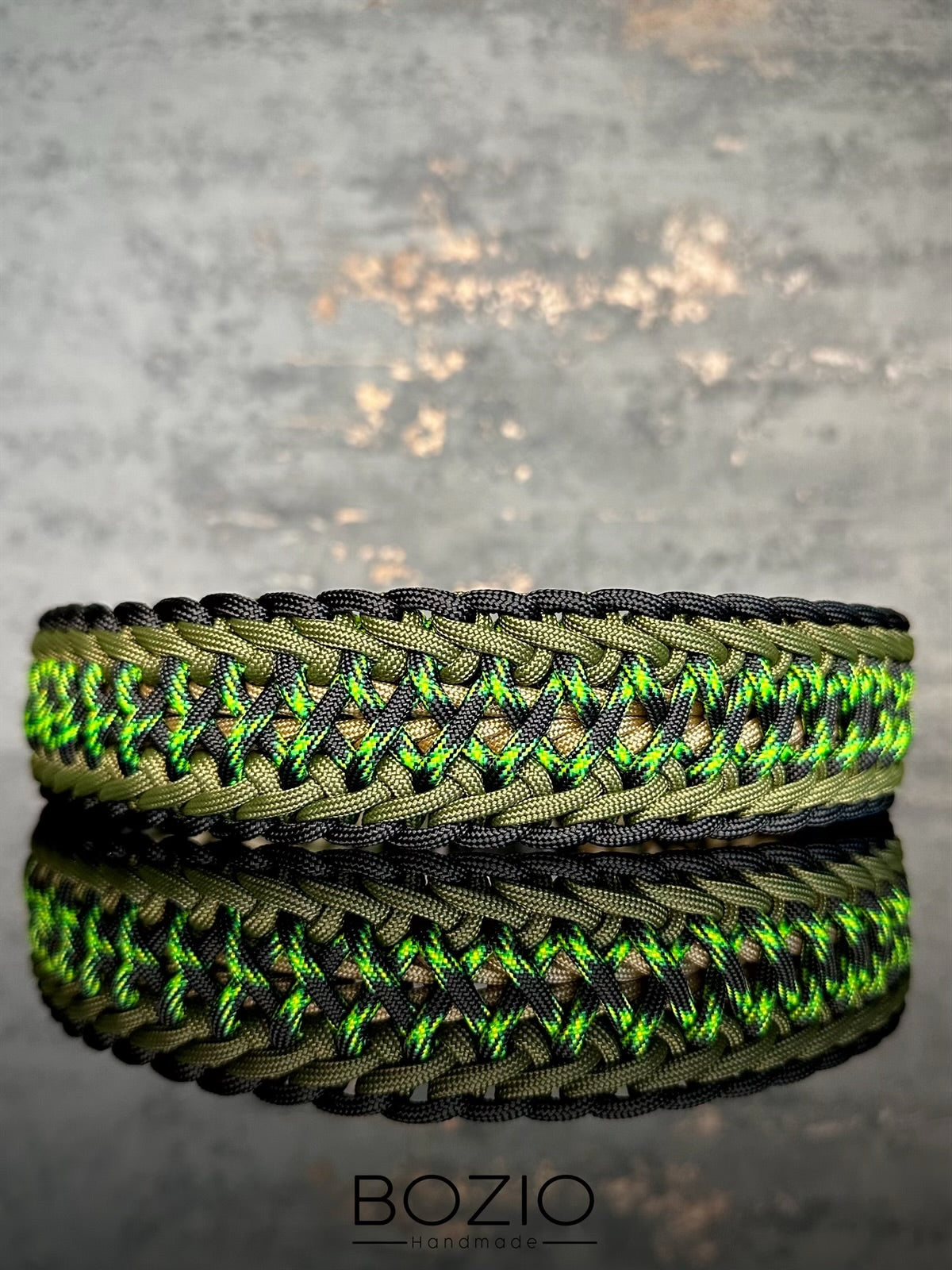 paracord halsband hund schwarz oliv gruen khaki neon gruen