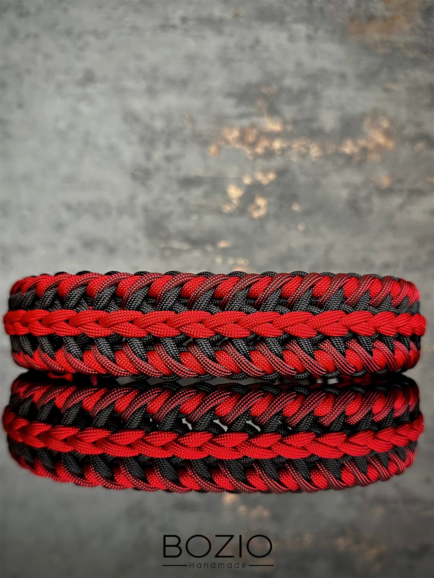 paracord halsband hund schwarz rot