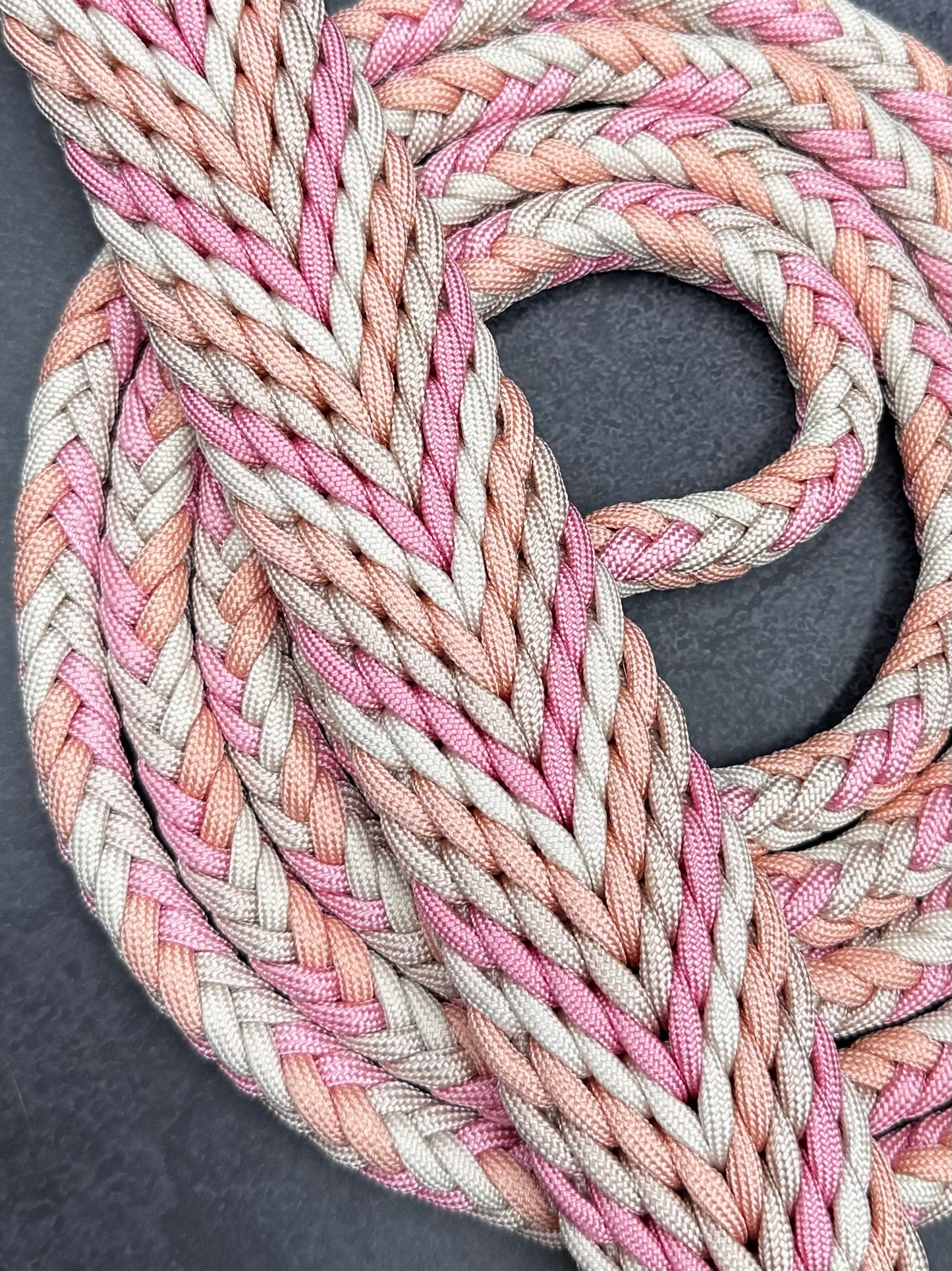 paracord halsband leine hund rose cream pastel orange rosa