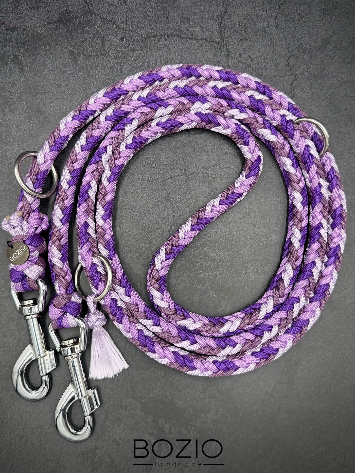 paracord leine hund lila Pastel silber