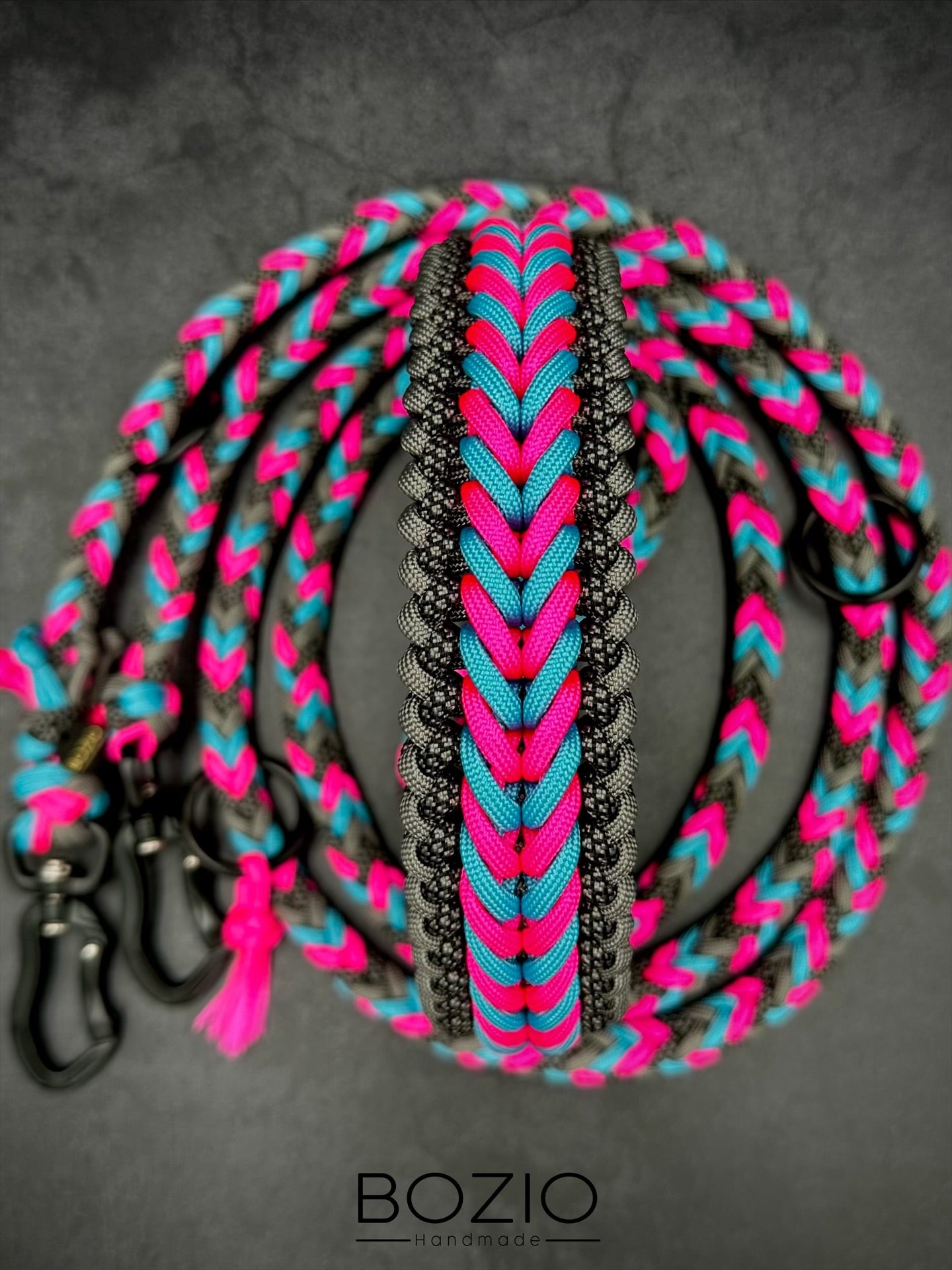 6. HAPPINESS & HERRINGBONE Halsband & Leine im Set