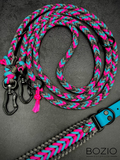 6. HAPPINESS & HERRINGBONE Halsband & Leine im Set