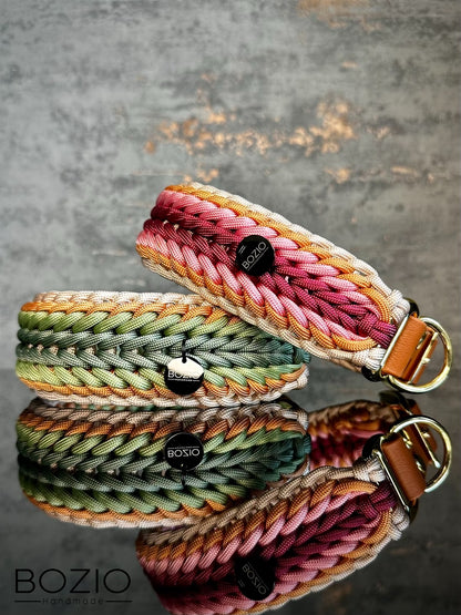 Paracord Halsband Grün Kupfer Rosa
