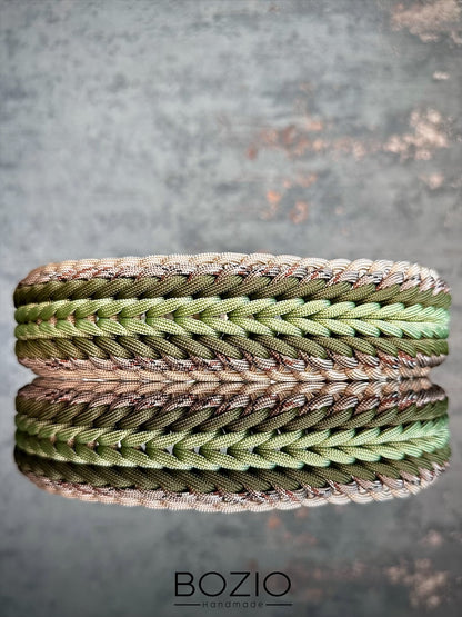 Paracord Halsband Oliv Grün Beige
