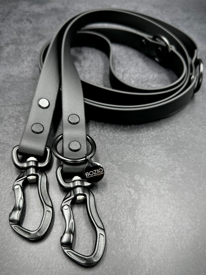 biothane leine hund schwarz aluminium karabiner sicherheitskarabiner karabiner schwarz sicherheit 