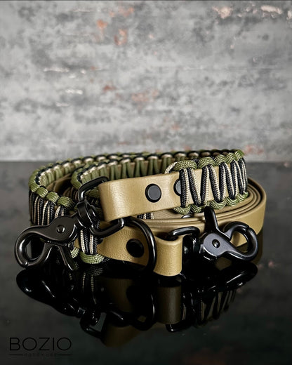biothane x paracord leine hund oliv gruen army khaki schwarz cream beige grau sicherheitskarabiner karabiner sicherheit