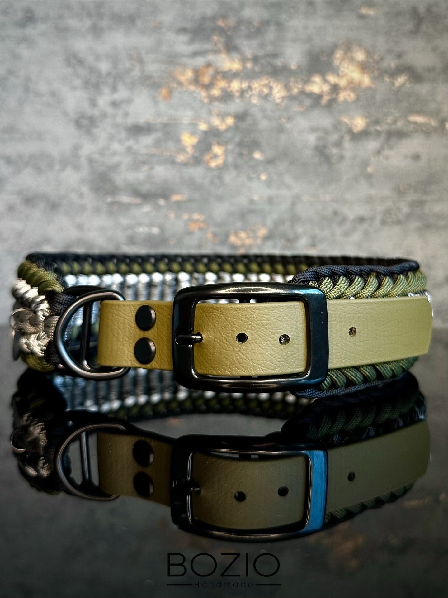 paracord biothane halsband hund schwarz oliv gruen army weiss grau anthrazit