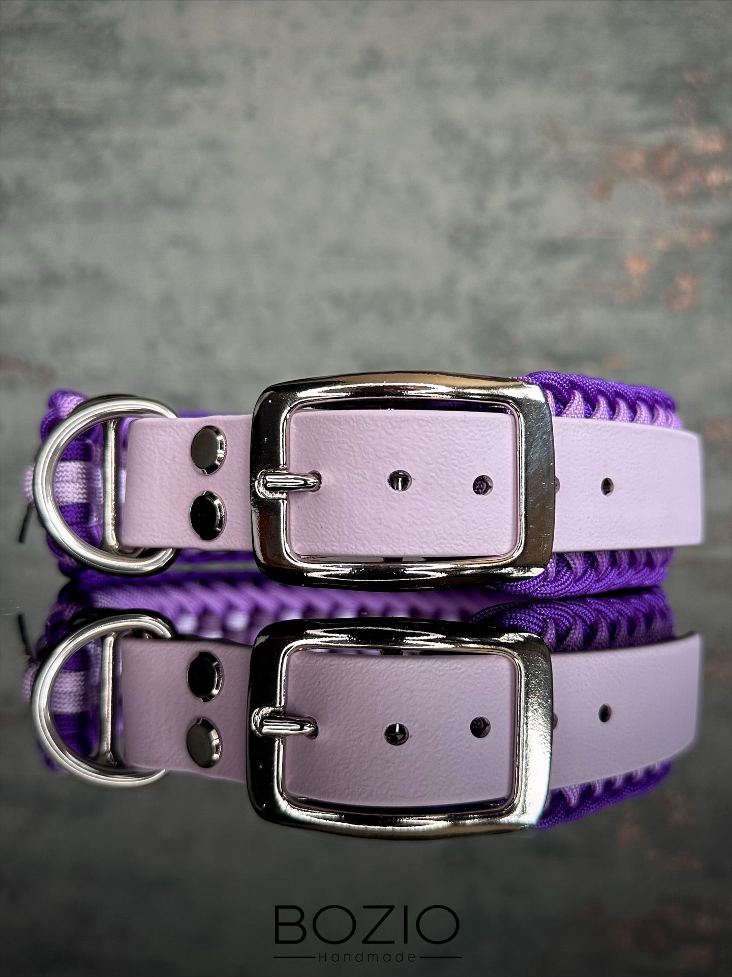 paracord halsband biothane hund lila Pastel 