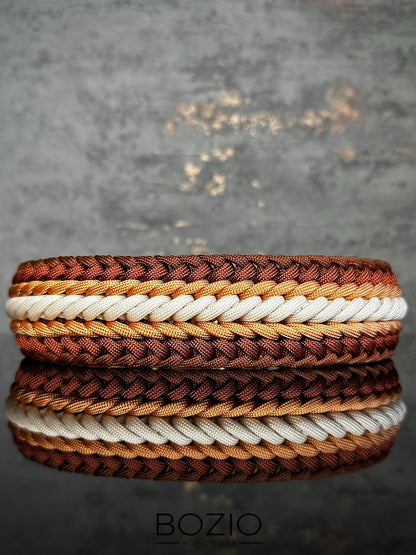 paracord halsband hund braun choco rust kupfer orange cream 