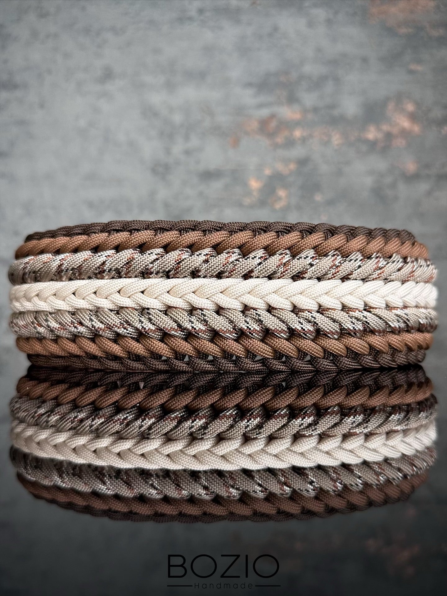 paracord halsband hund braun cream
