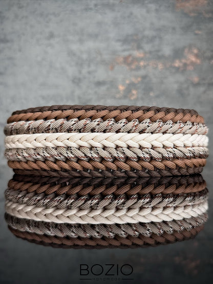 paracord halsband hund braun cream