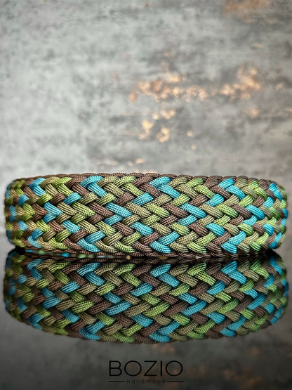 paracord halsband hund braun teal petrol gruen oliv khaki 