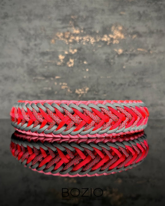 paracord halsband hund grau silber pink rosa neon pink 