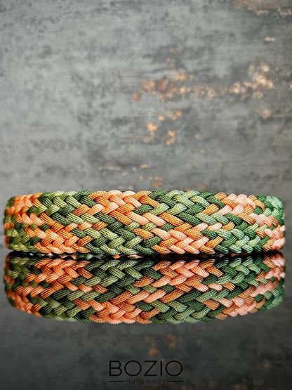 paracord halsband hund gruen oliv khaki orange pastel