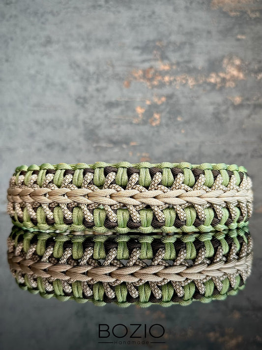 paracord halsband hund holy greun hell pastel braun cream gold
