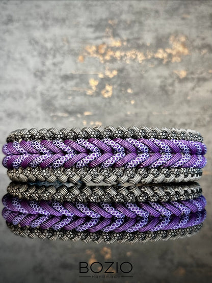 paracord halsband hund lila grau schwarz
