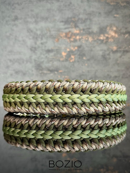 paracord halsband hund pastel greun oliv gruen army khaki beige cream tan