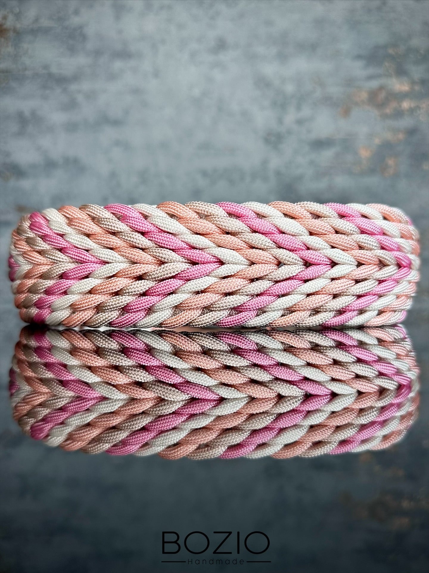 paracord halsband hund rose cream pastel orange rosa