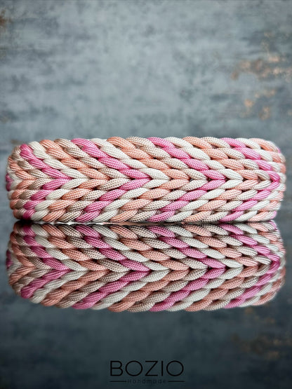 paracord halsband hund rose cream pastel orange rosa