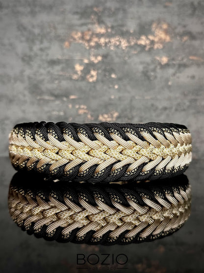 paracord halsband hund schwarz beige cream gold